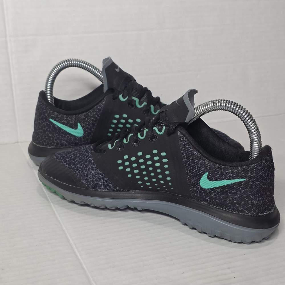 Nike FS Lite Run 2 Black & Green Running Sneakers Womans Size 6 - Picture 3 of 6